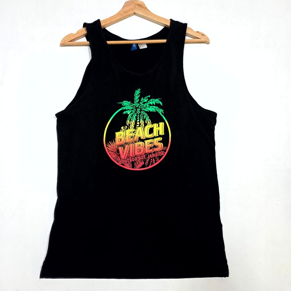 H&M Divided Tank Top Mens XS Black Beach Vibes Montego Bay Jamaica Sleeveless